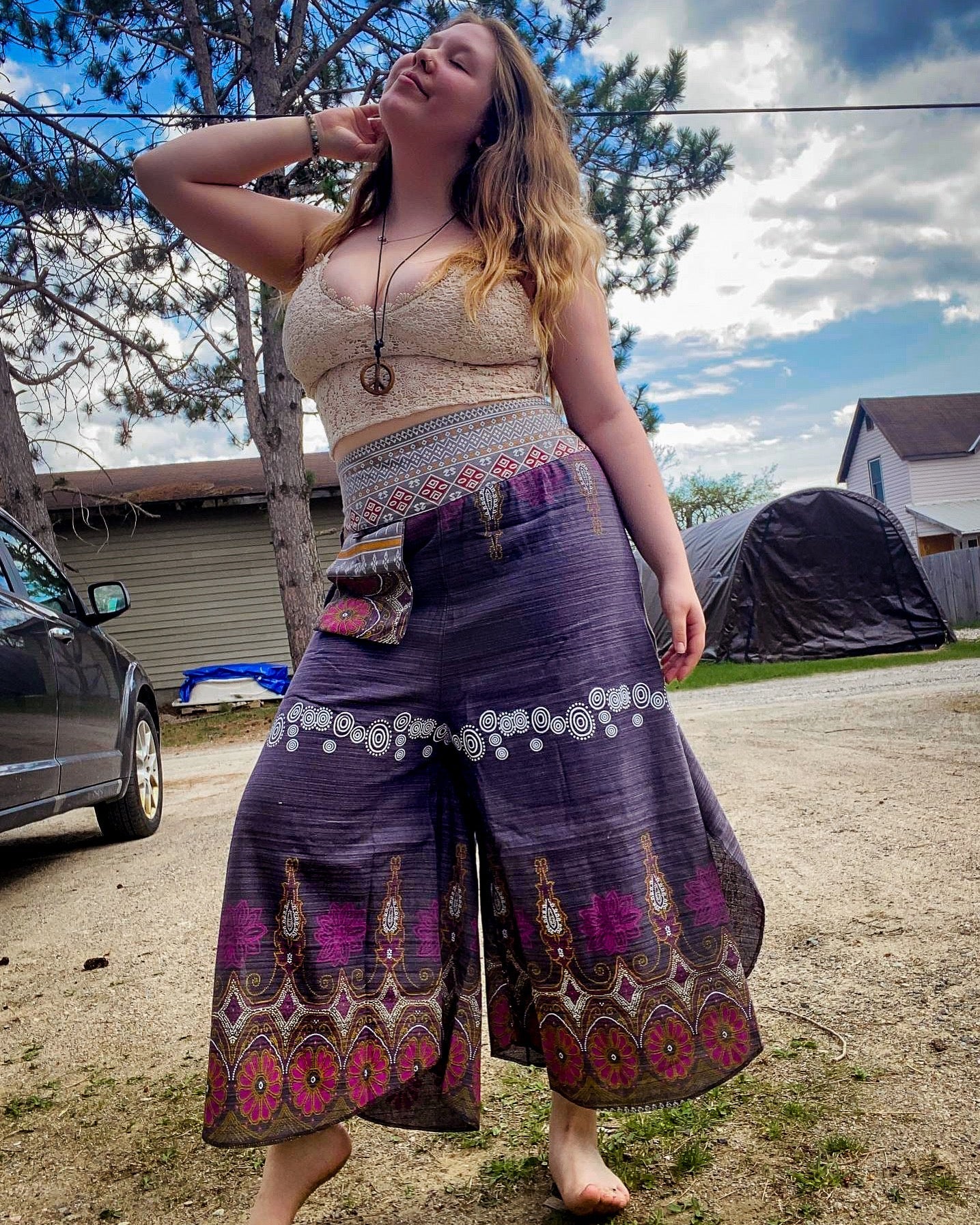 Wide Leg Boho Style Palazzo Cotton Pant (Pack of 5)