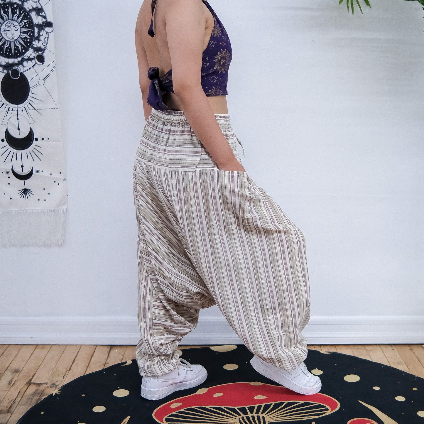 Unisex Low Crotch Gypsy Pants with Pockets