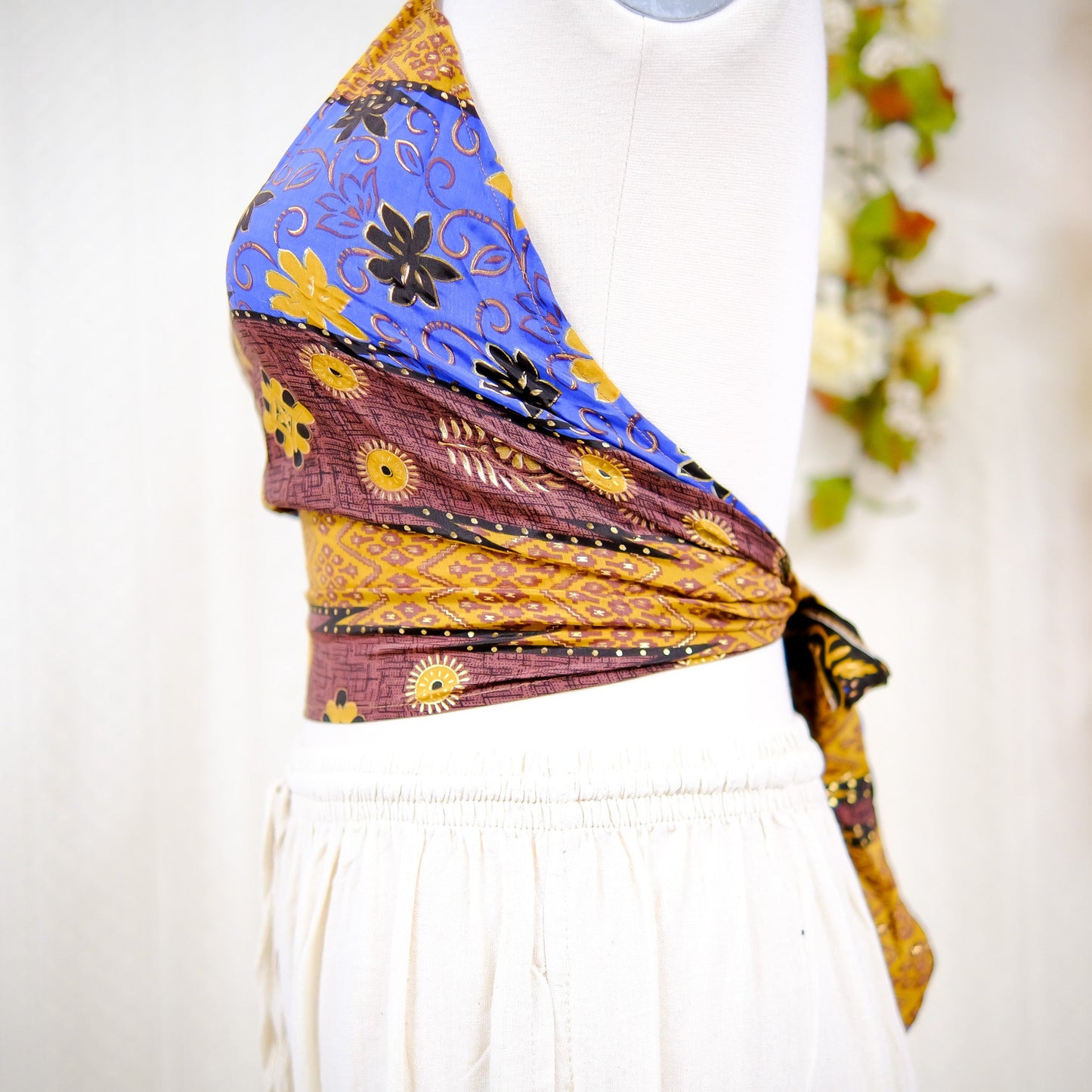 Silk Backless Boho Halter Top
