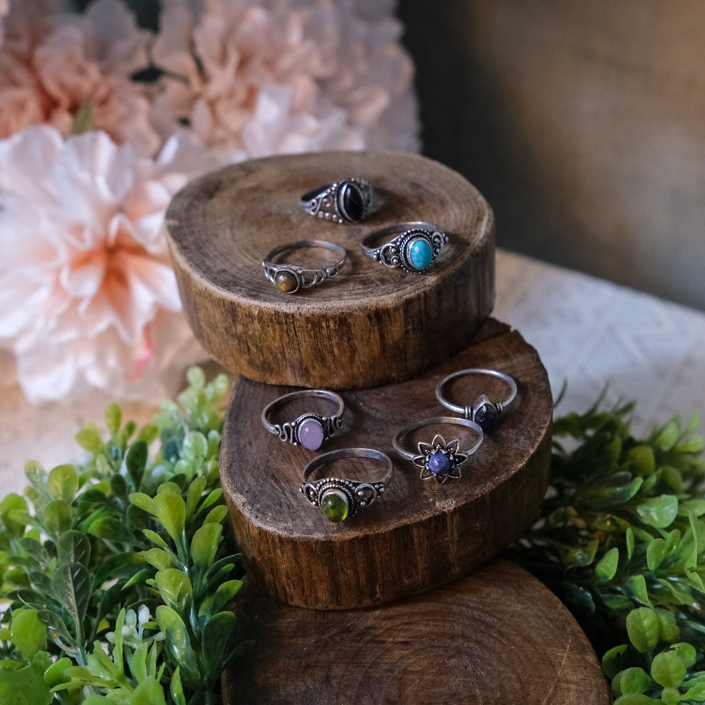 100 Piece Silver Crystal Boho Assorted Ring