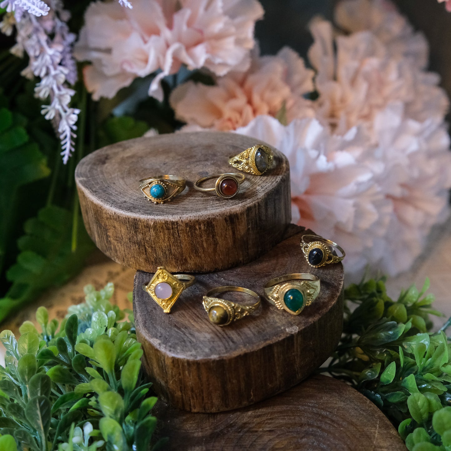 100 Piece Gold Dipped Crystal Boho Assorted Ring