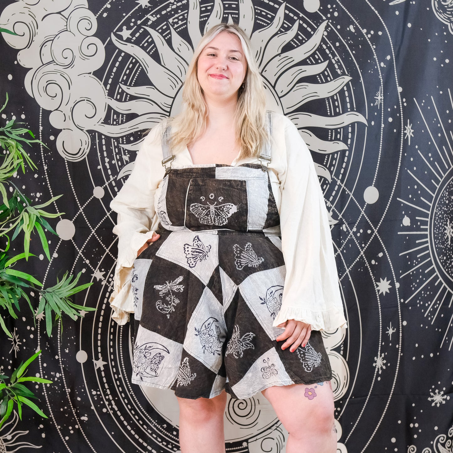 Patchwork Wide Leg Flowy Short Romper