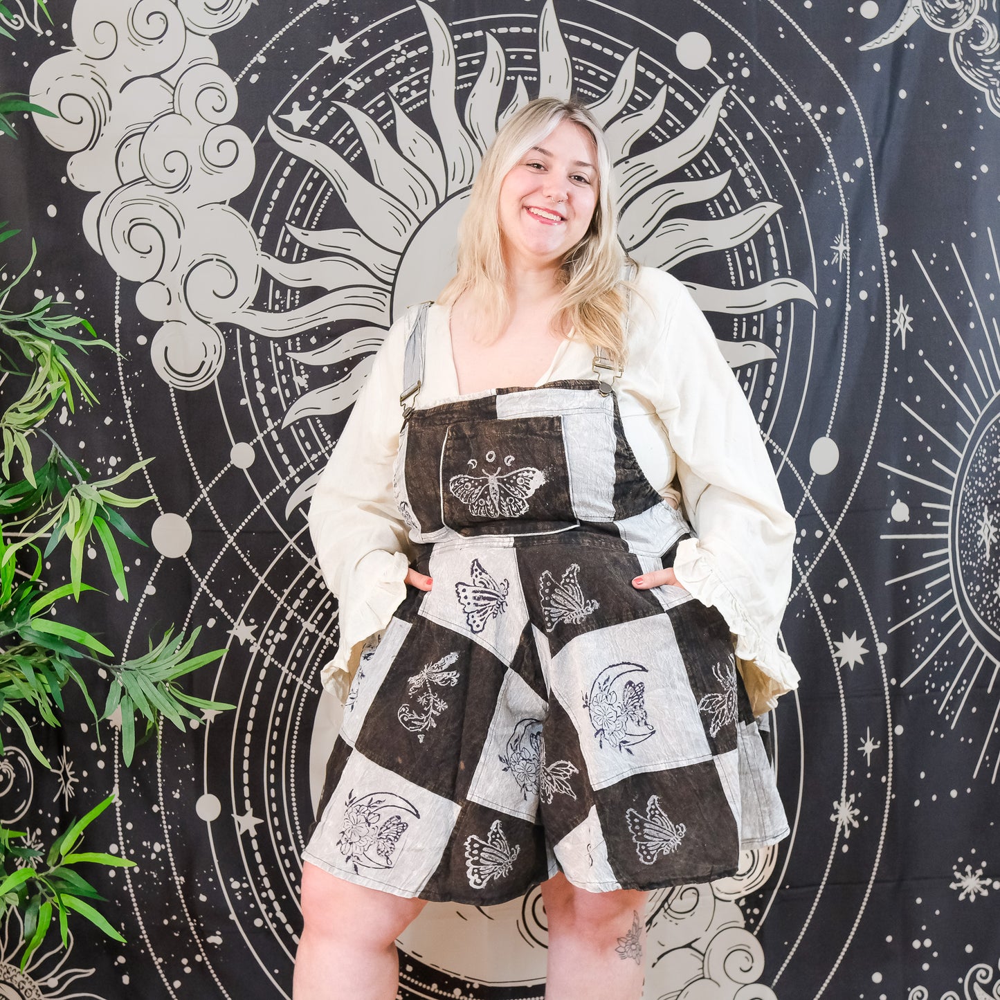 Patchwork Wide Leg Flowy Short Romper