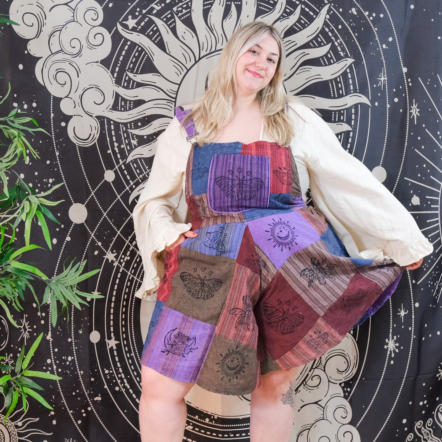 Patchwork Wide Leg Flowy Short Romper