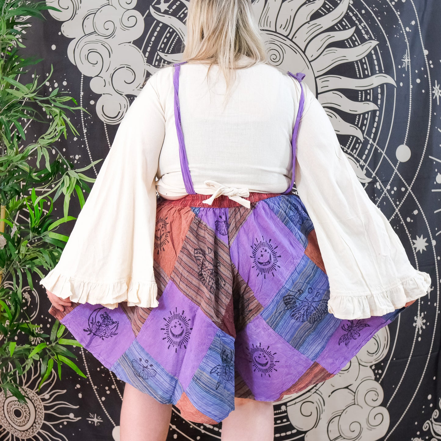 Patchwork Wide Leg Flowy Short Romper