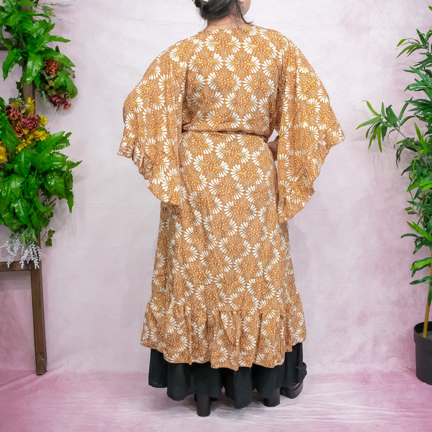 Flowy Ruffle Boho Long Kimono with Pockets