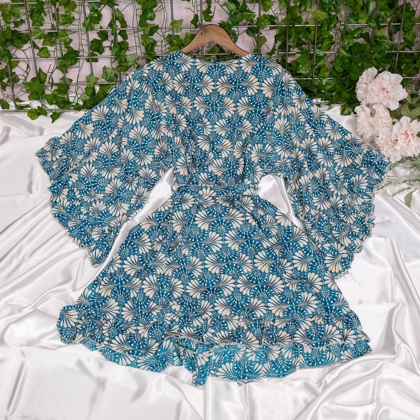 Flowy Ruffle Short Boho Kimono with Pockets