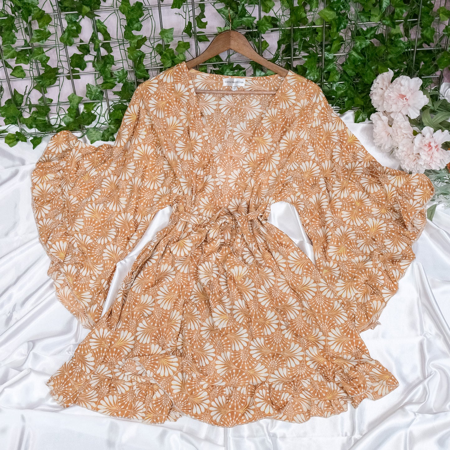 Flowy Ruffle Short Boho Kimono with Pockets