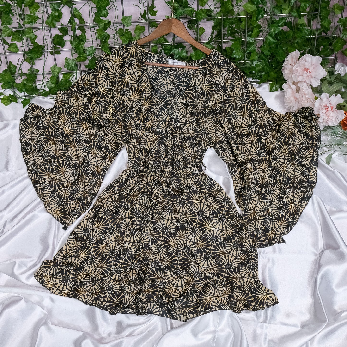 Flowy Ruffle Short Boho Kimono with Pockets