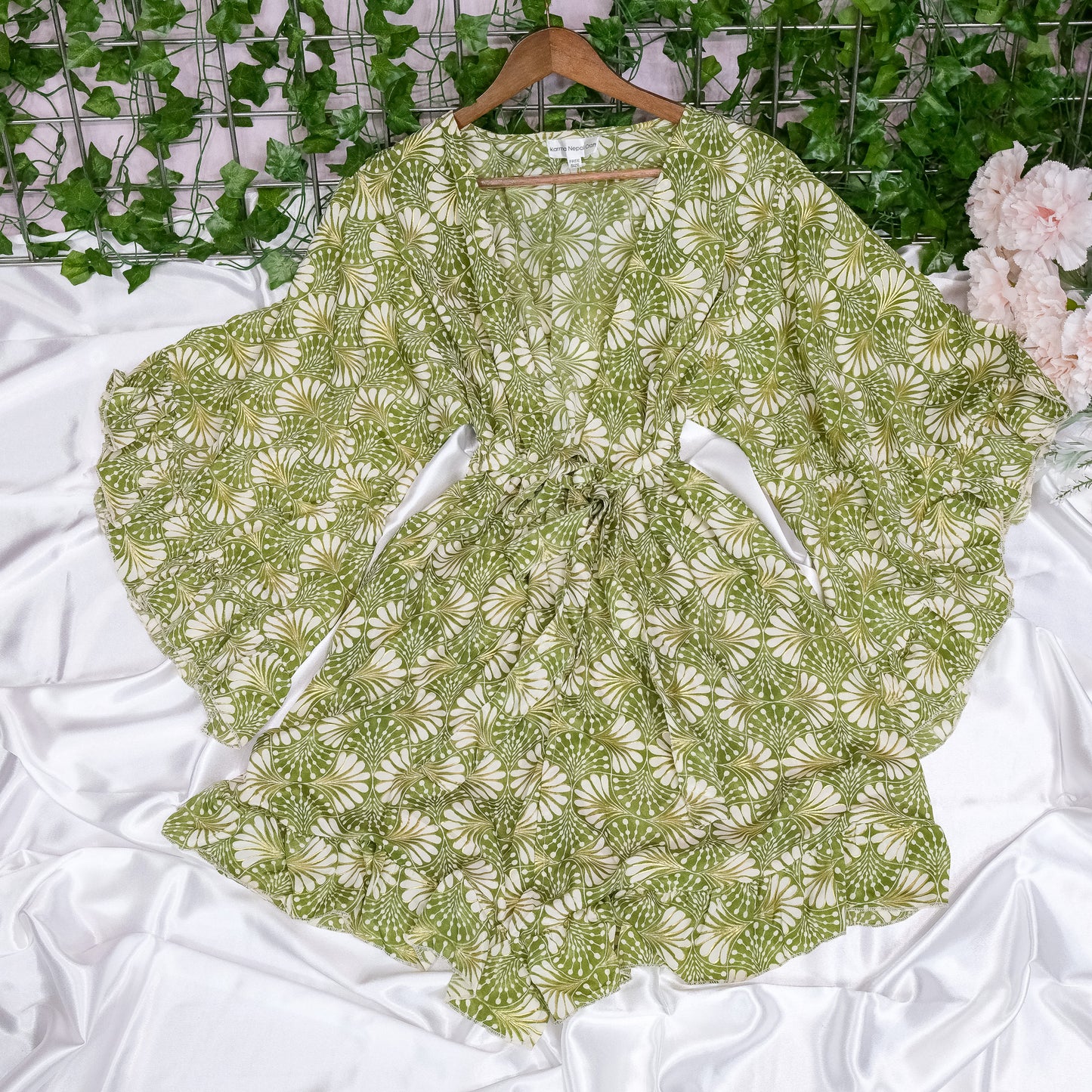 Flowy Ruffle Short Boho Kimono with Pockets