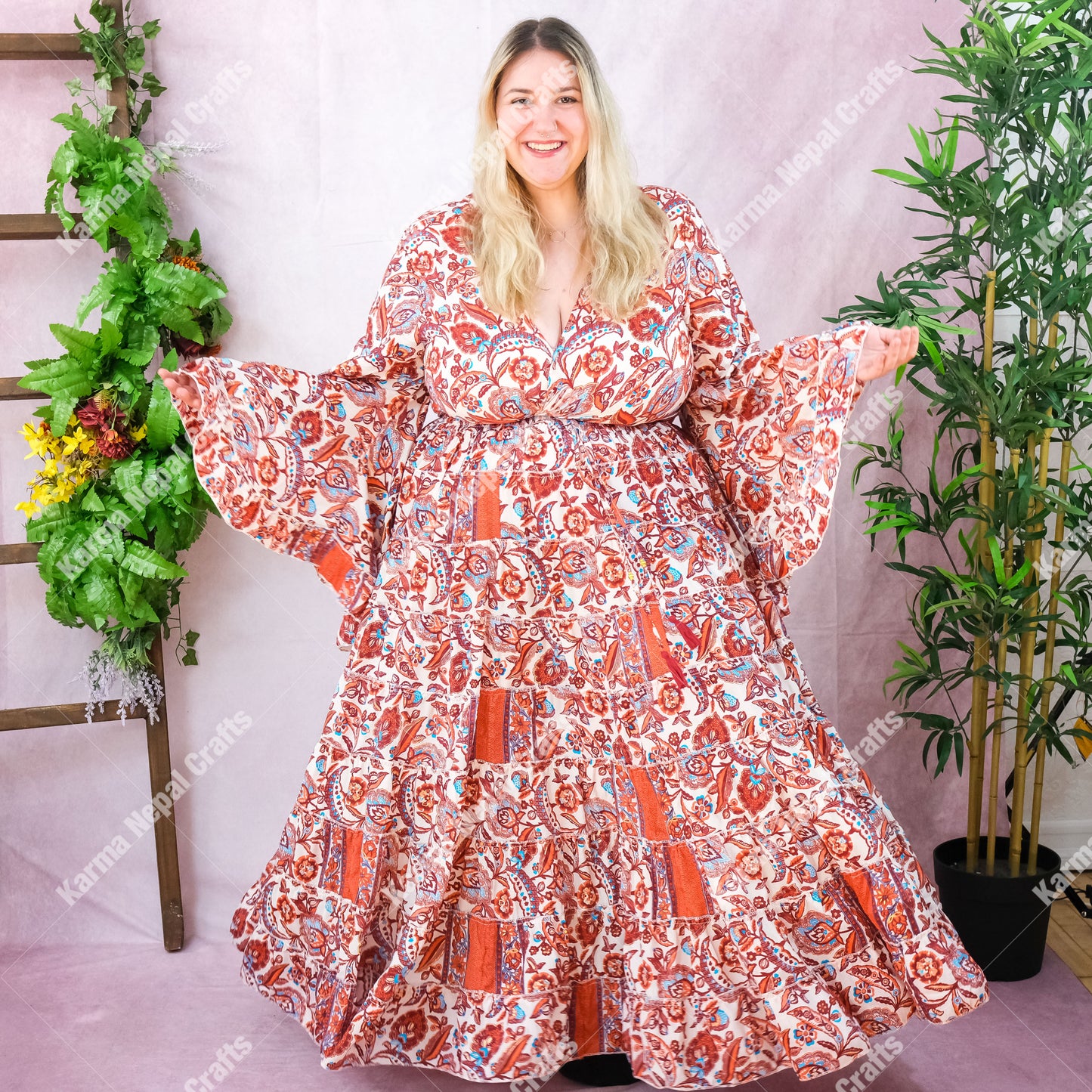 Flowy Whimsical Skirt with Ruffle Sleeve Top