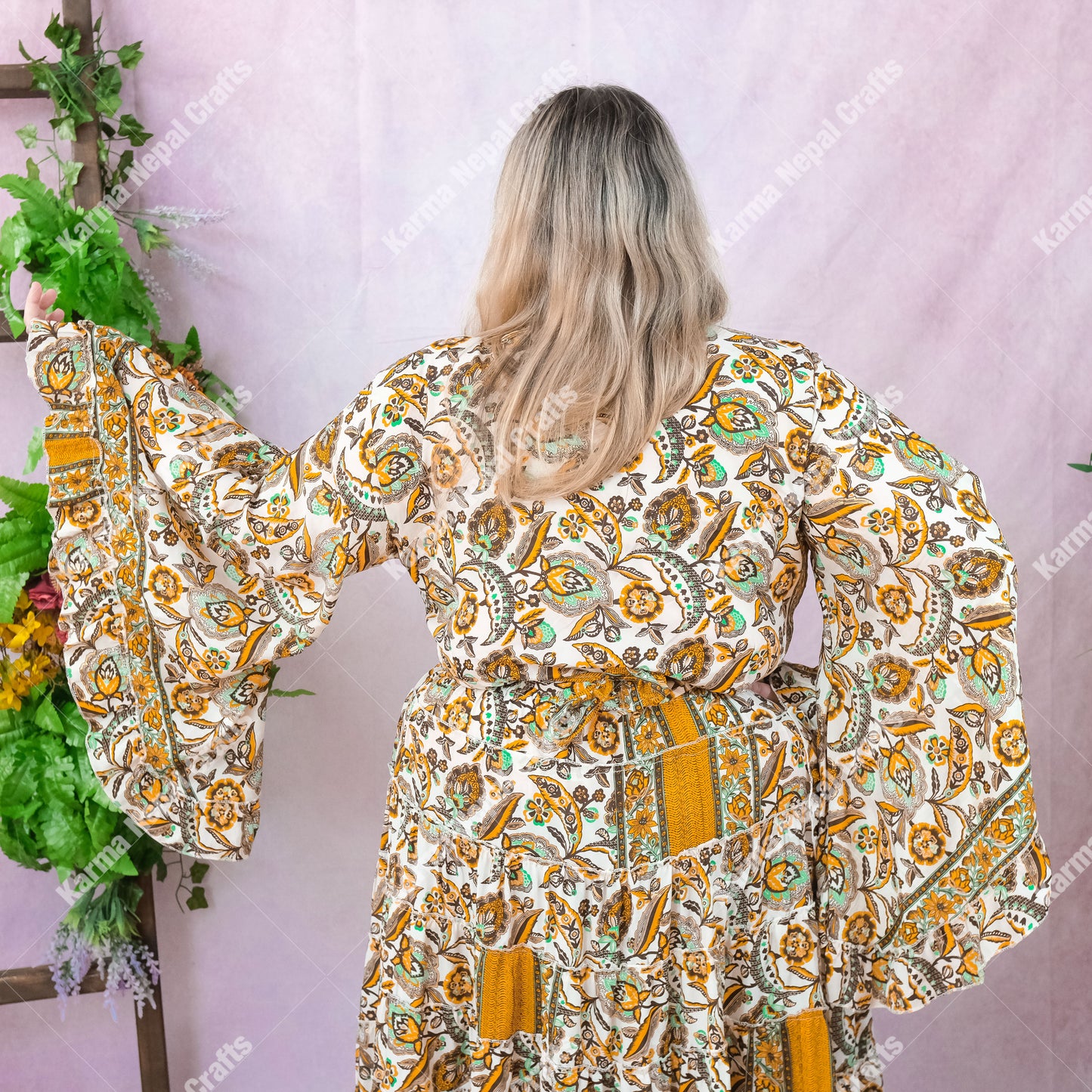 Flowy Whimsical Skirt with Ruffle Sleeve Top