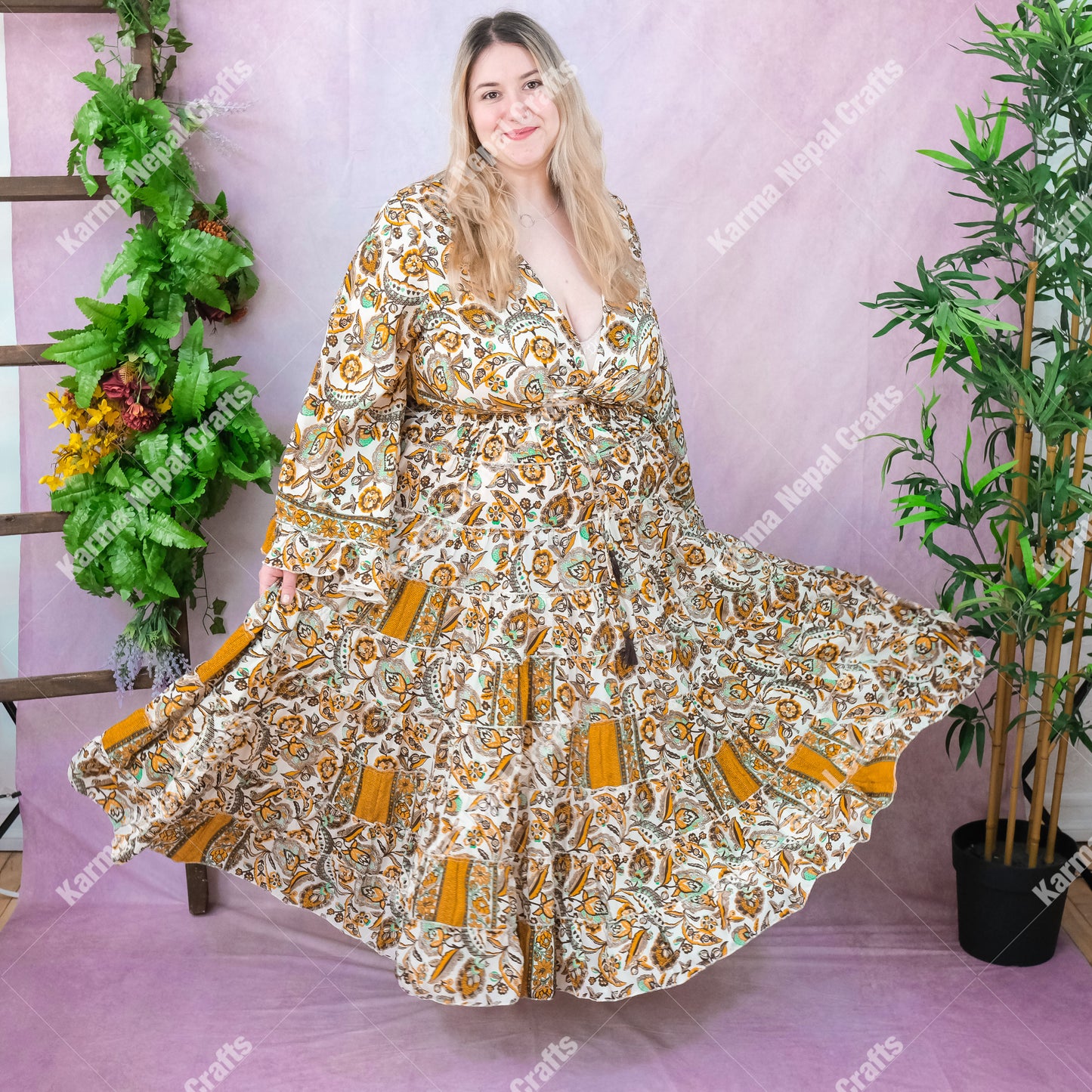 Flowy Whimsical Skirt with Ruffle Sleeve Top