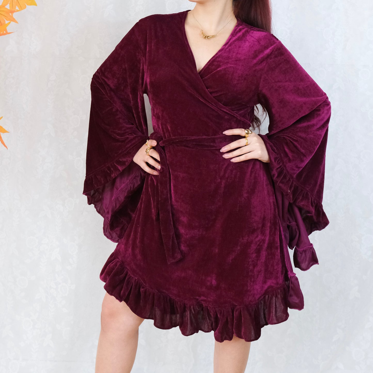 Velvet Boho Wrap Dress
