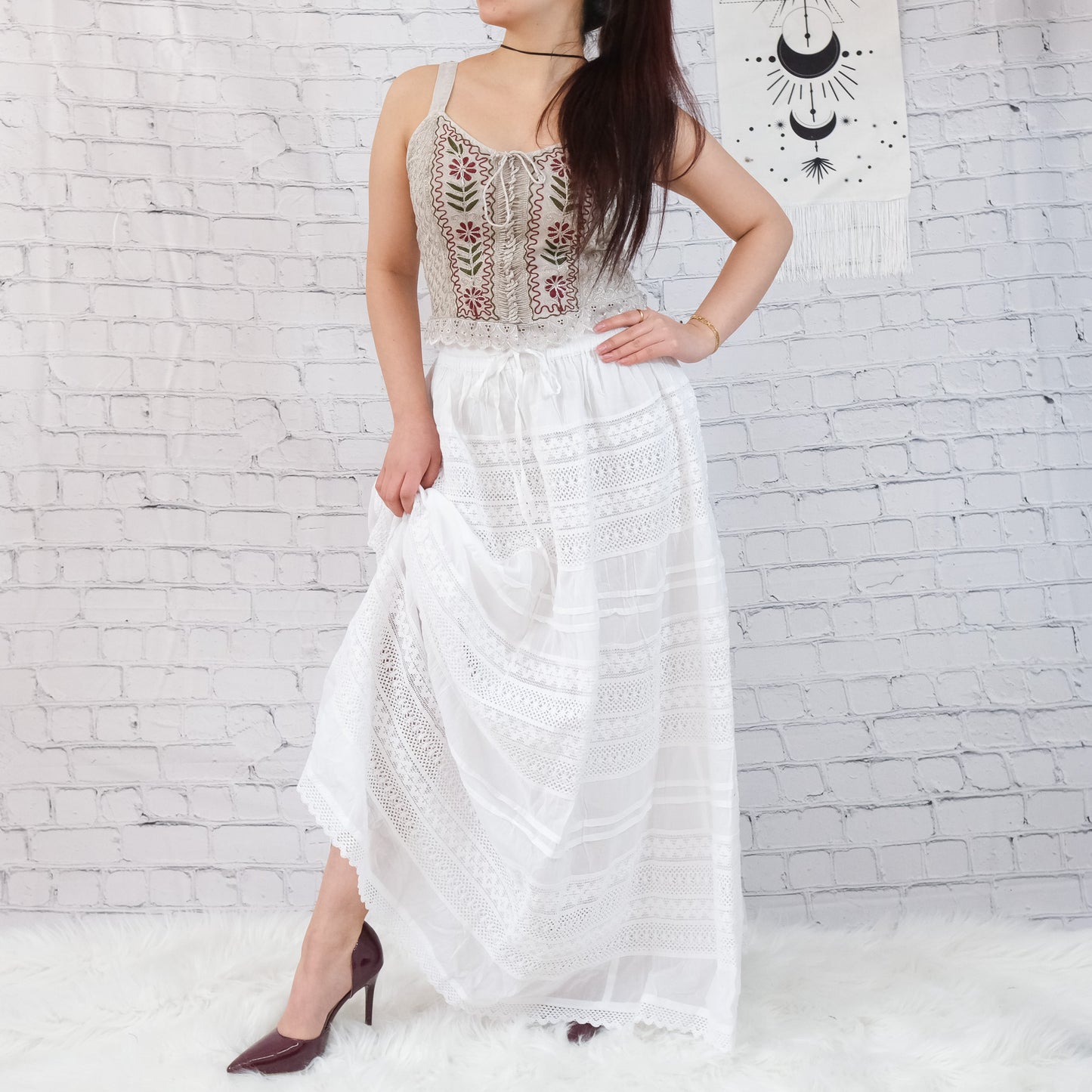 Cotton Flowy Long Lacey Skirts