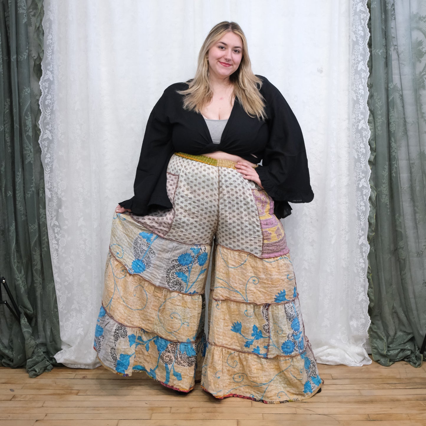 Kantha Reversible One of a Kind Wide Leg Pants