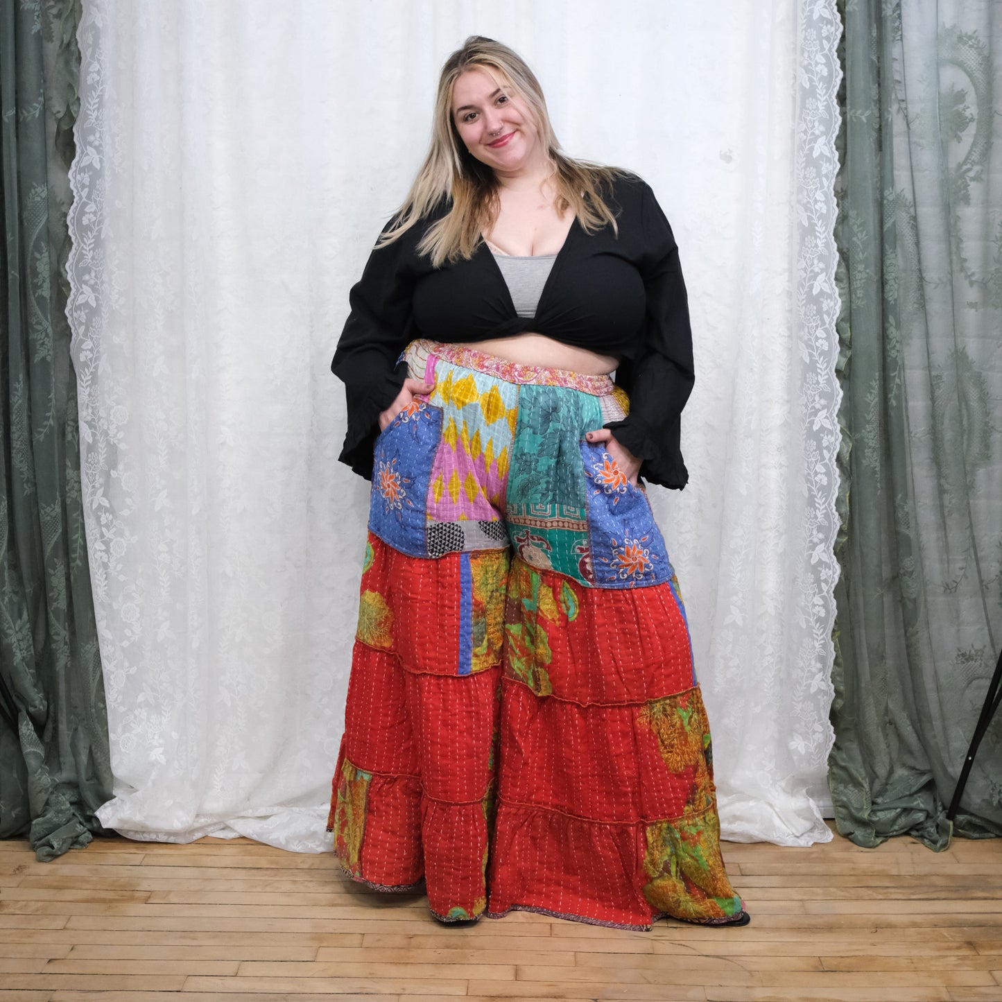 Kantha Reversible One of a Kind Wide Leg Pants