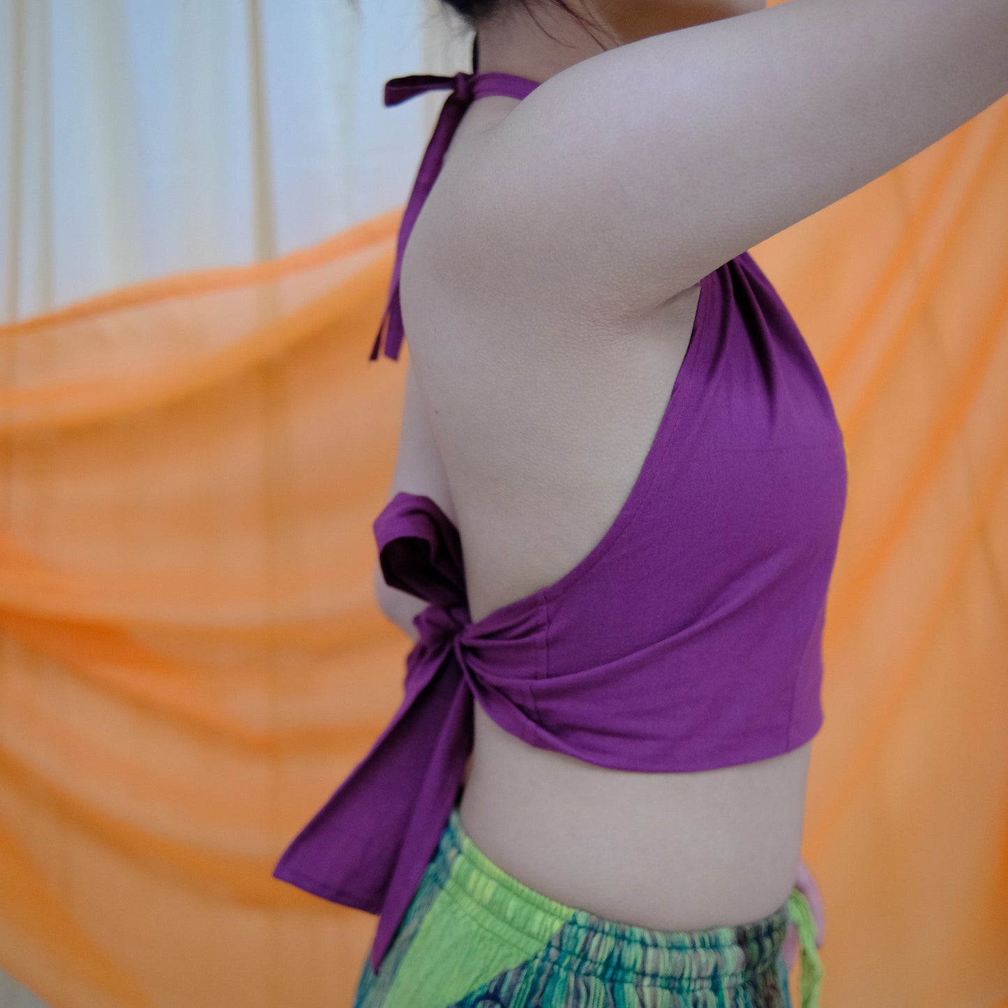 Hand Embroidered Snake Halter Top