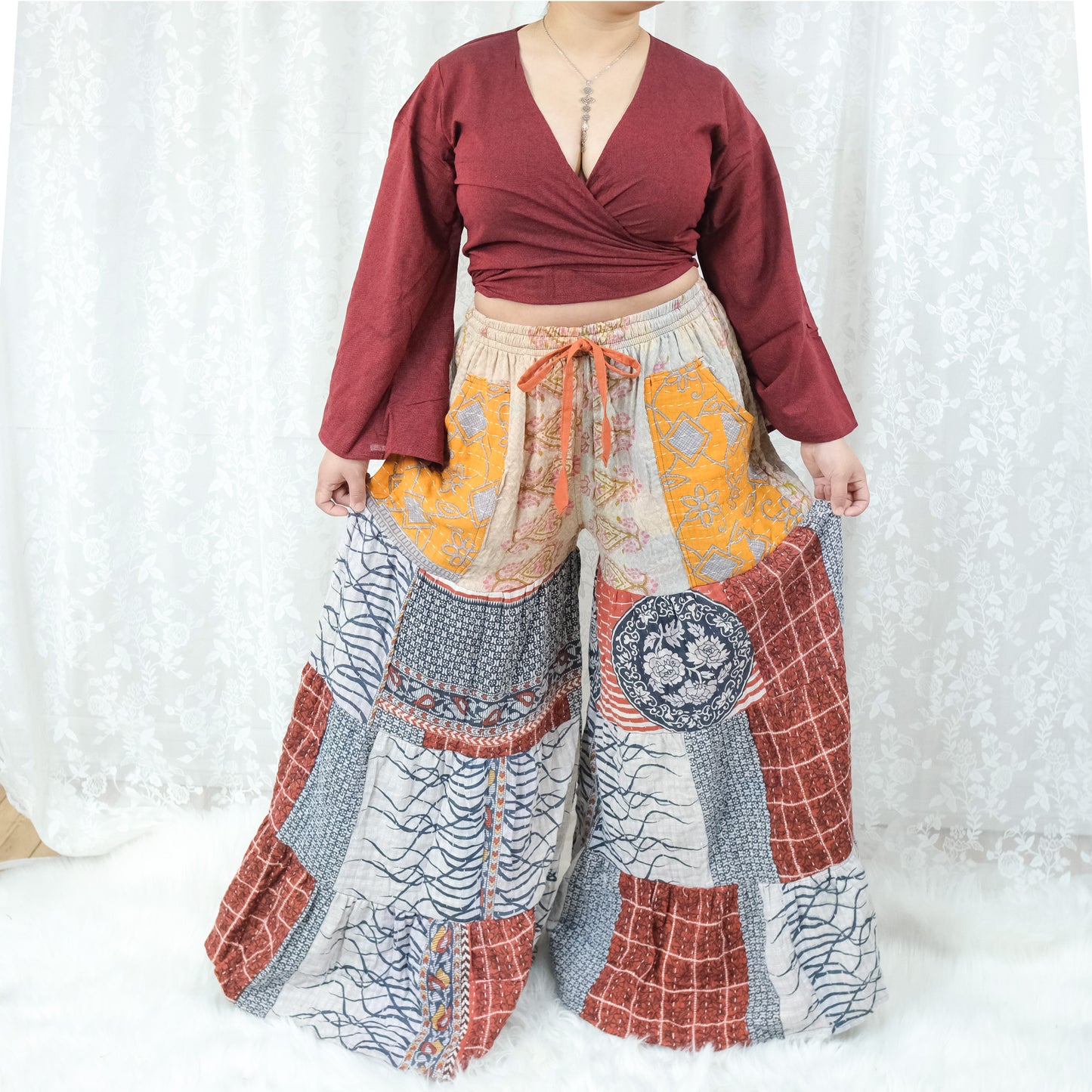 Kantha Reversible One of a Kind Wide Leg Pants