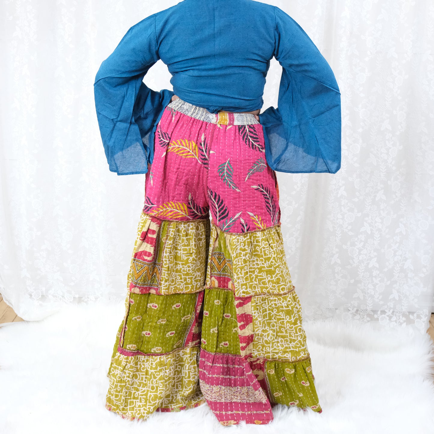 Kantha Reversible One of a Kind Wide Leg Pants