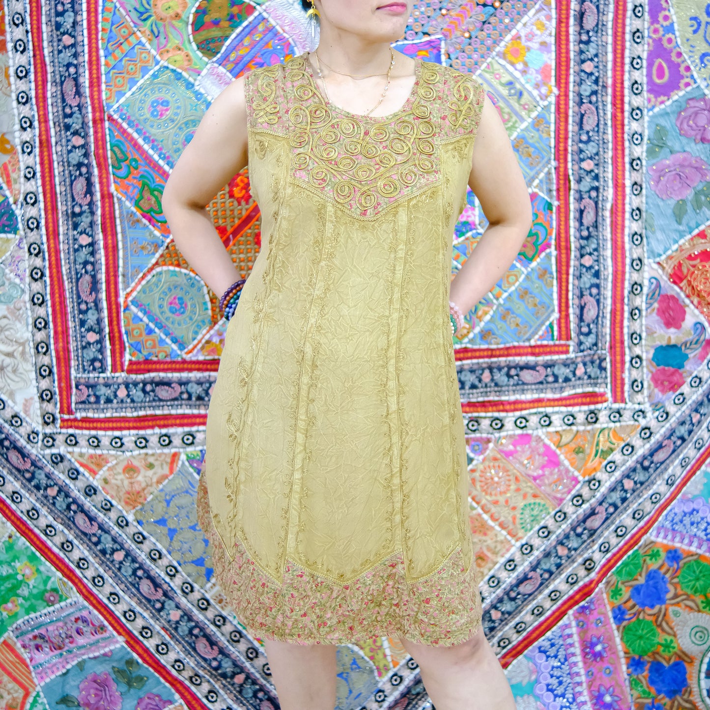 Flowy Cotton Batik Hand Embroidery Flowy Dress
