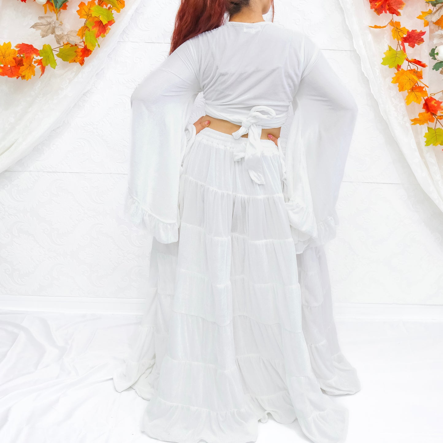 Long Flowy  Bohemian Style Velvet Skirt Set