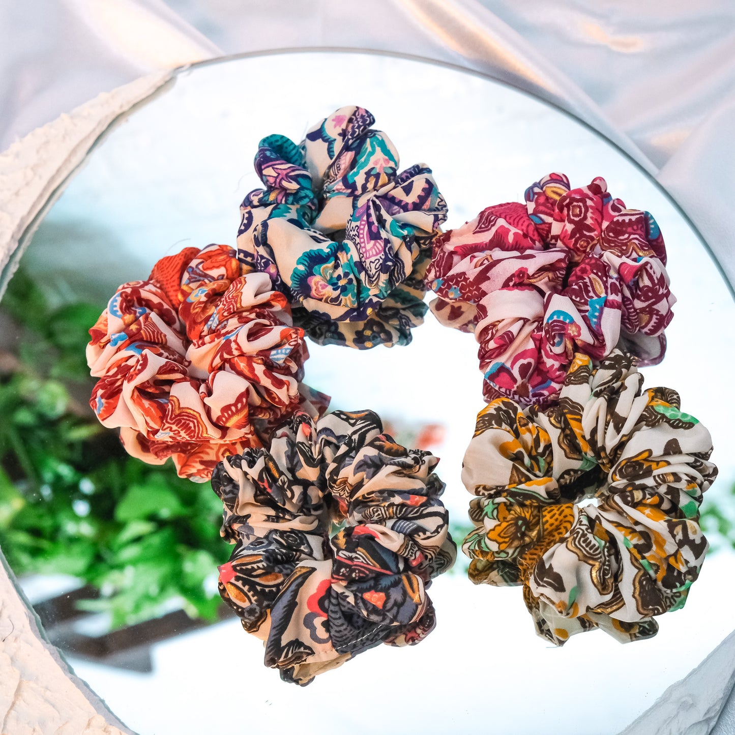 Boho Floral Stretchy Scrunchies (Pak of 5)
