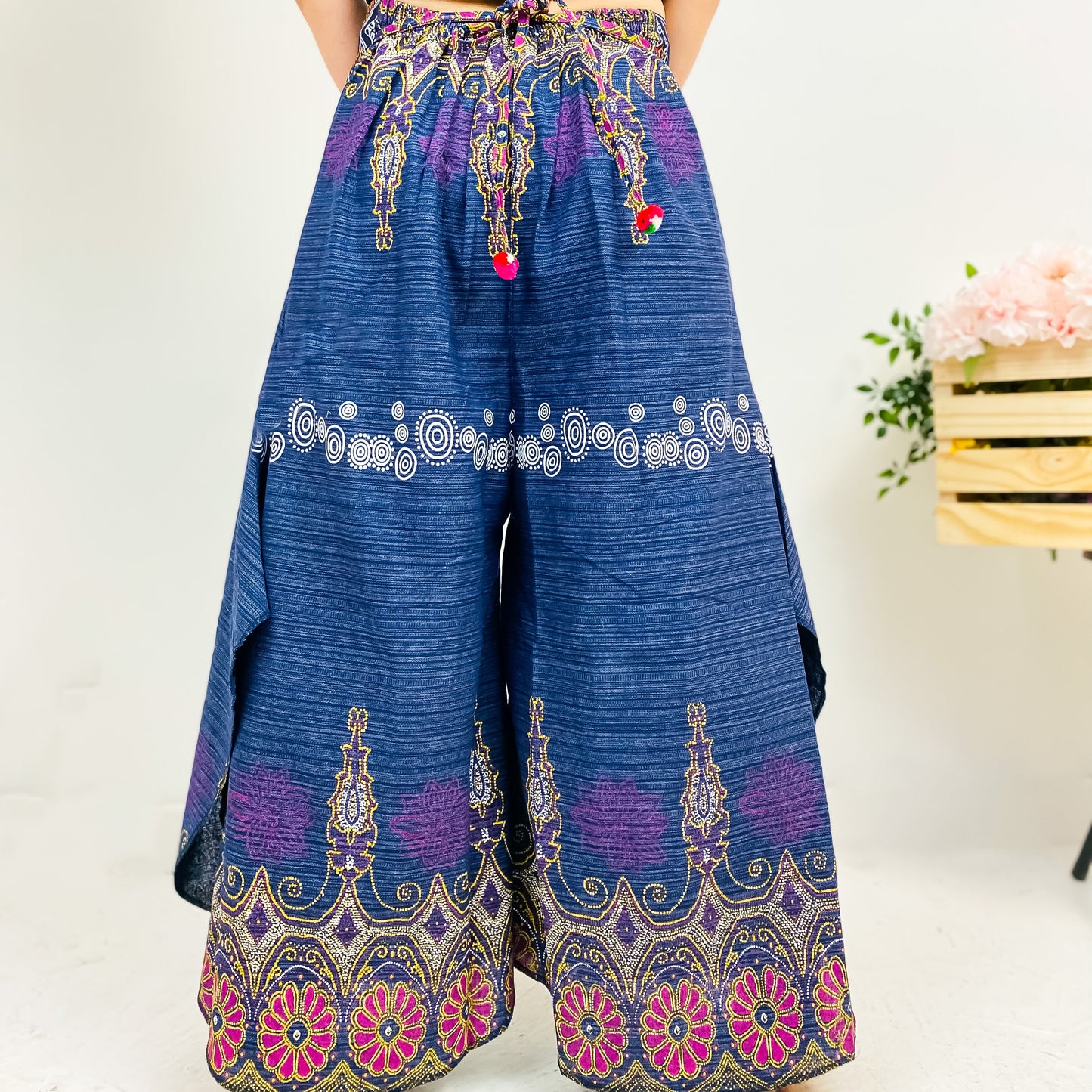 Wide Leg Boho Style Palazzo Cotton Pant (Pack of 5)