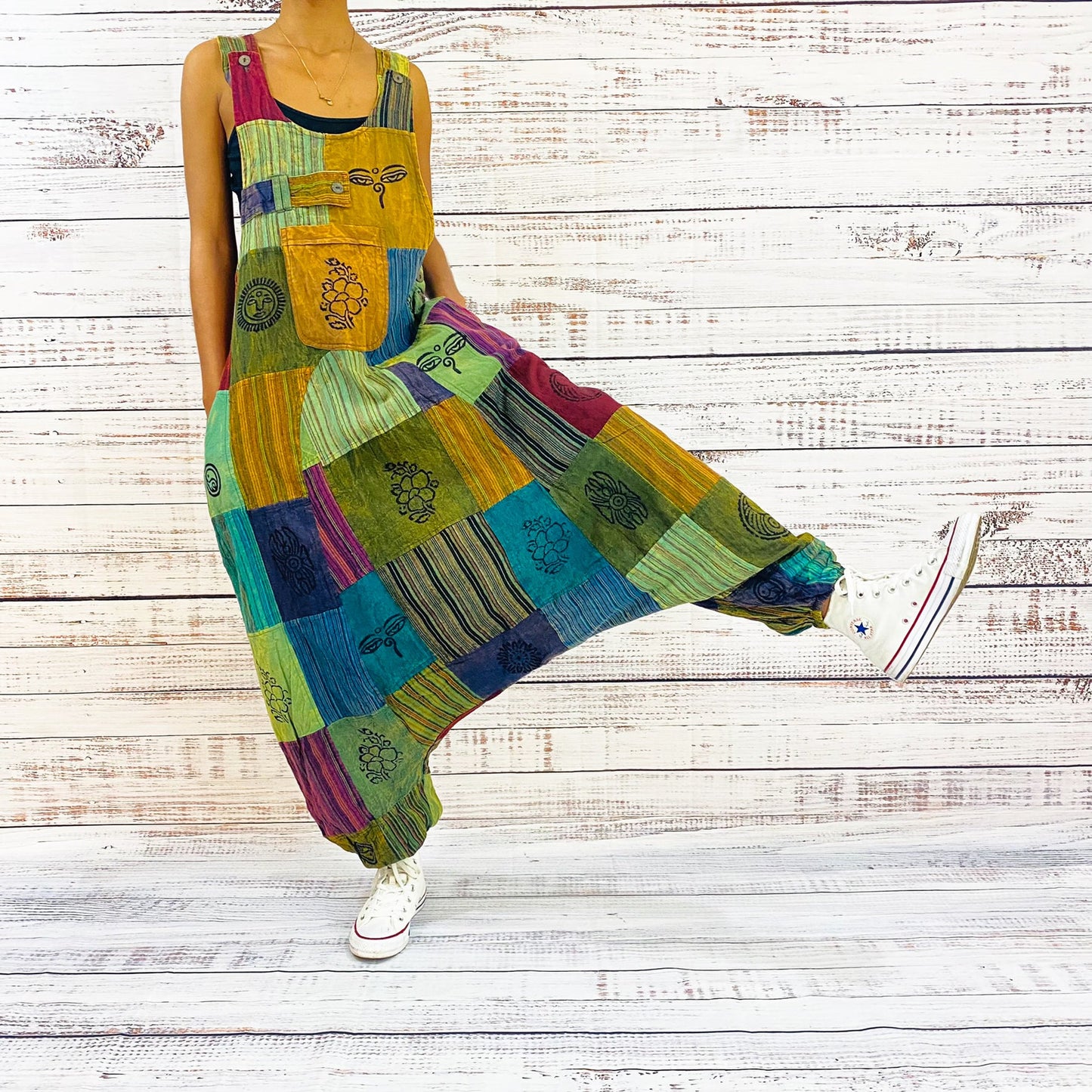 Patchwork Harem Cotton Jumspuits