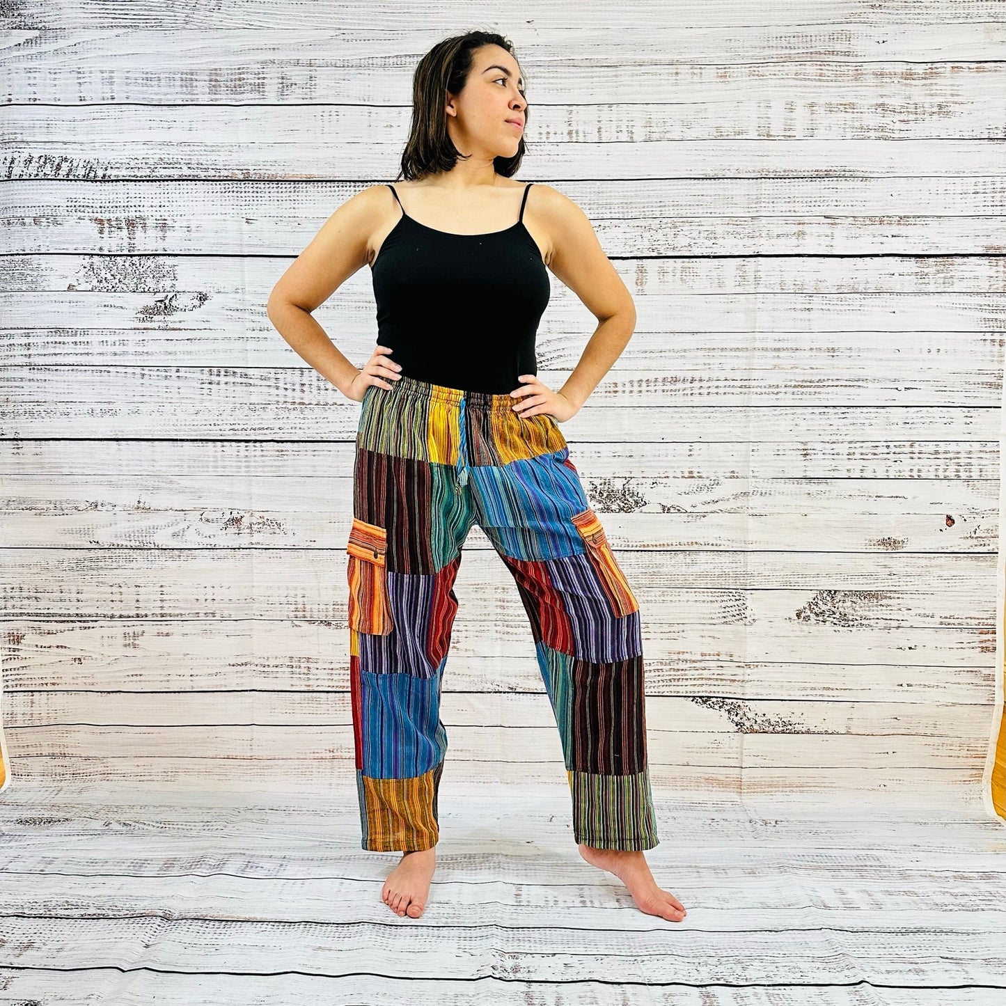 Unisex Patchwork Multi Pocket Palazzo Pants