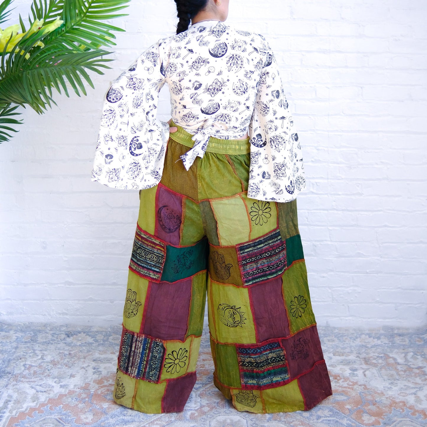 Whimsigoth Inspired Patchwork Wide Leg Pants