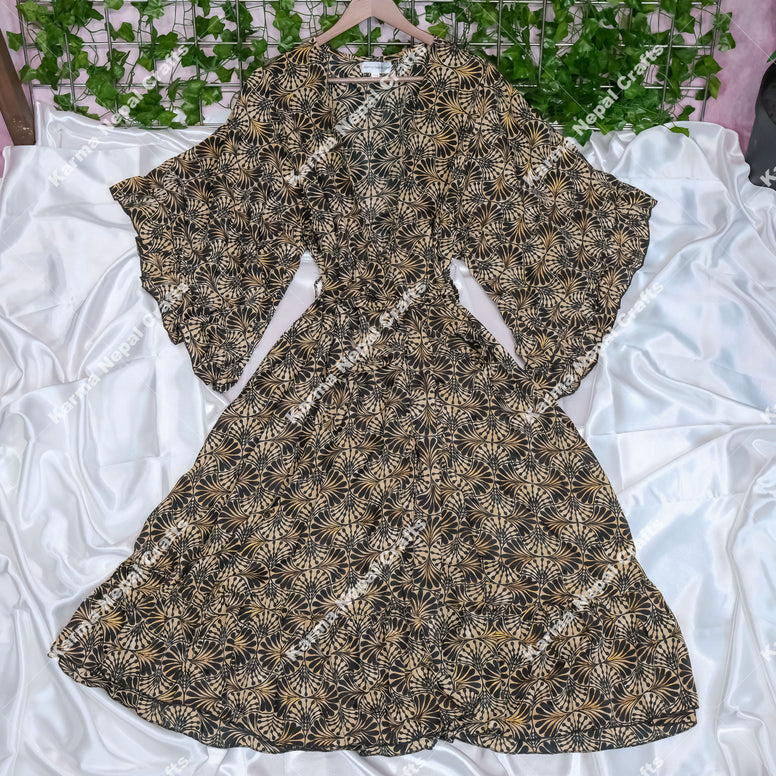 Flowy Ruffle Boho Long Kimono with Pockets