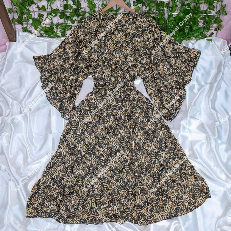 Flowy Ruffle Boho Long Kimono with Pockets