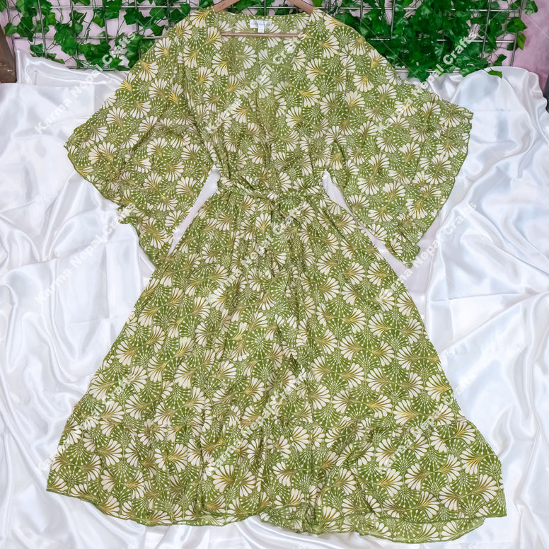 Flowy Ruffle Boho Long Kimono with Pockets