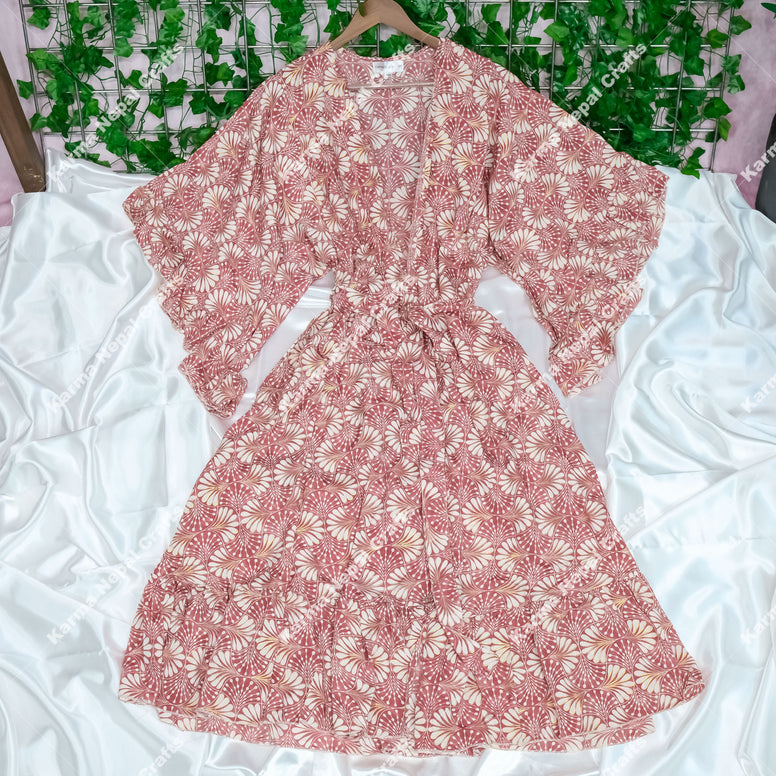 Flowy Ruffle Boho Long Kimono with Pockets