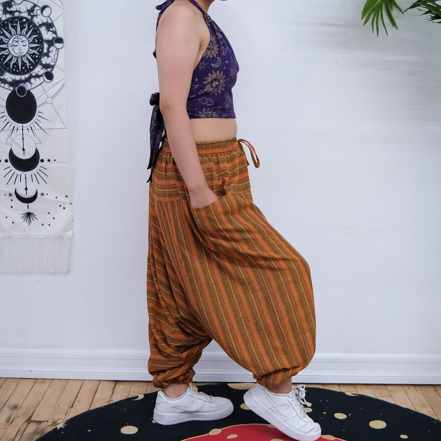 Unisex Low Crotch Gypsy Pants with Pockets