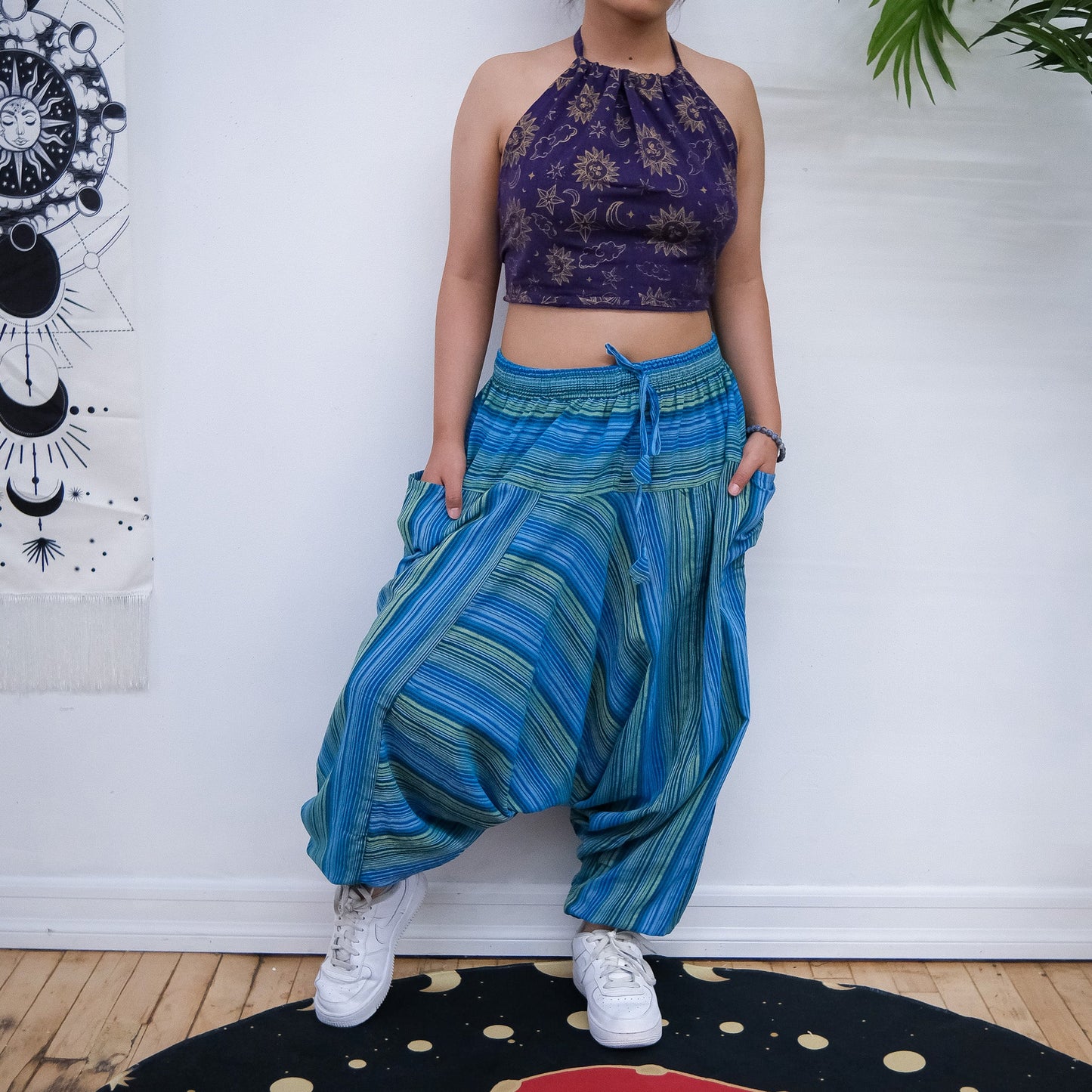 Unisex Low Crotch Gypsy Pants with Pockets