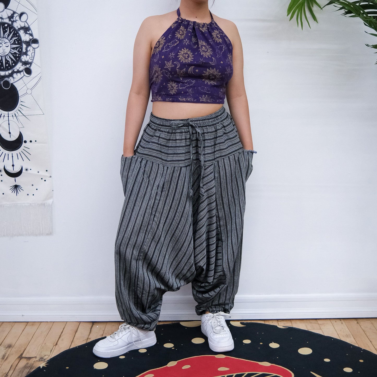 Unisex Low Crotch Gypsy Pants with Pockets