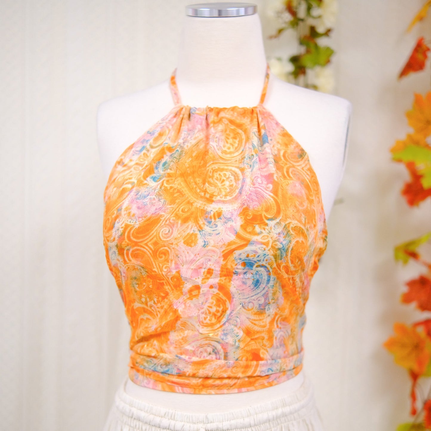 Silk Backless Boho  Halter Top