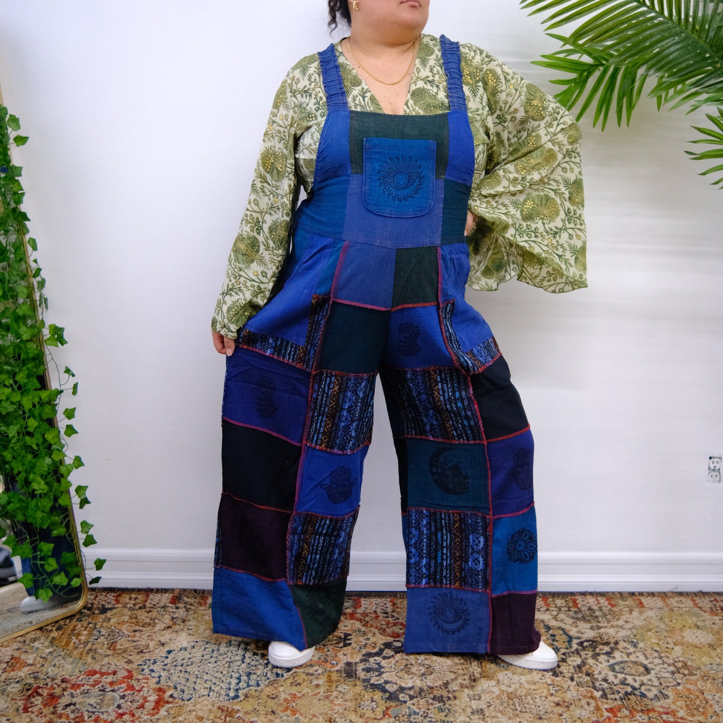 Patchwork Wide Leg Festival Jumpsuits