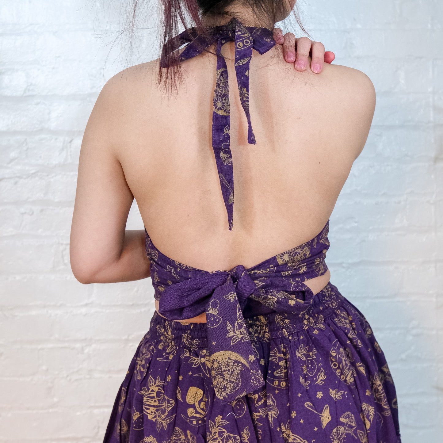 Boho Mushroom Cotton Halter Top