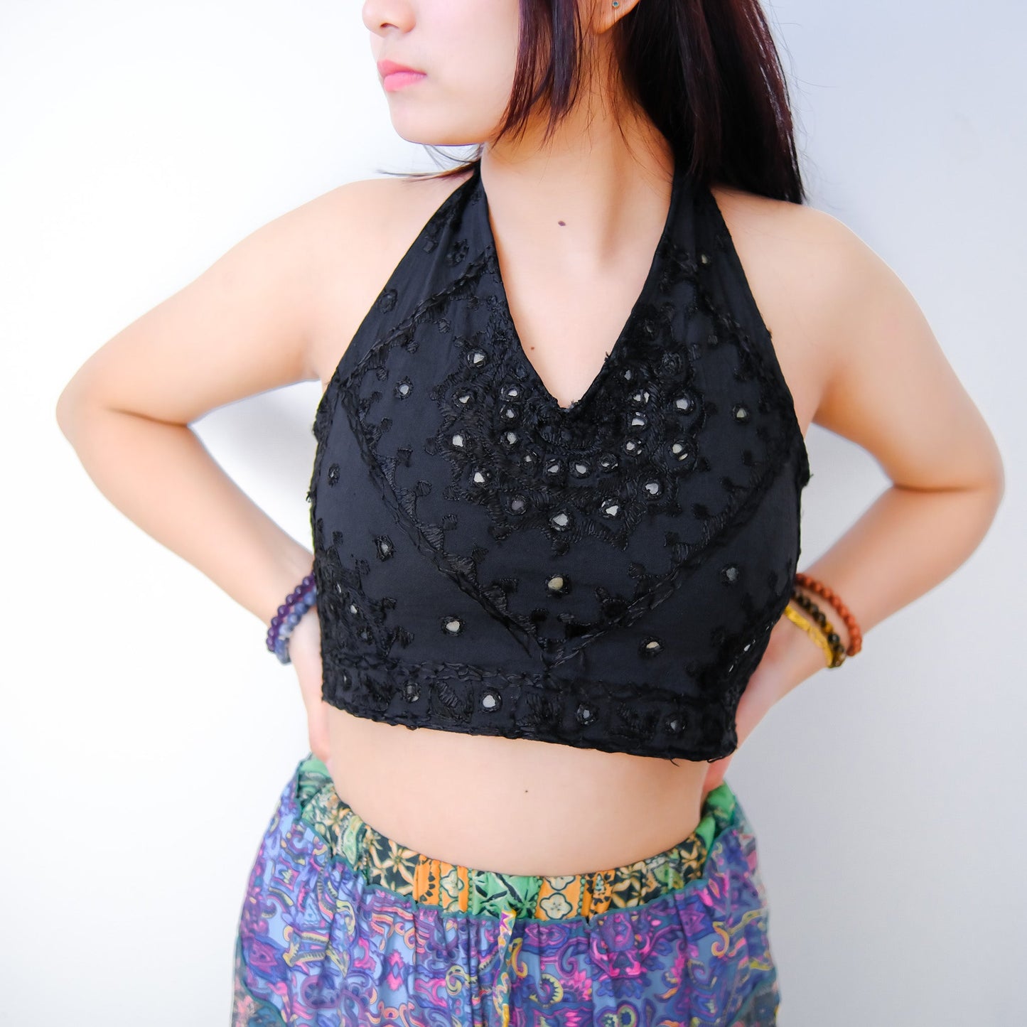 Hand Embroidered Cotton Halter Top