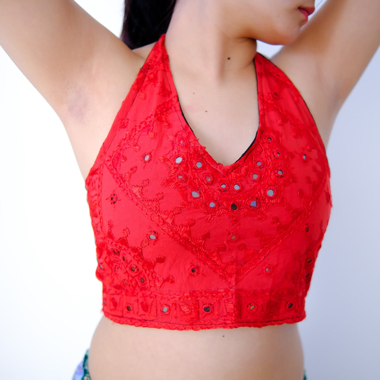 Hand Embroidered Cotton Halter Top