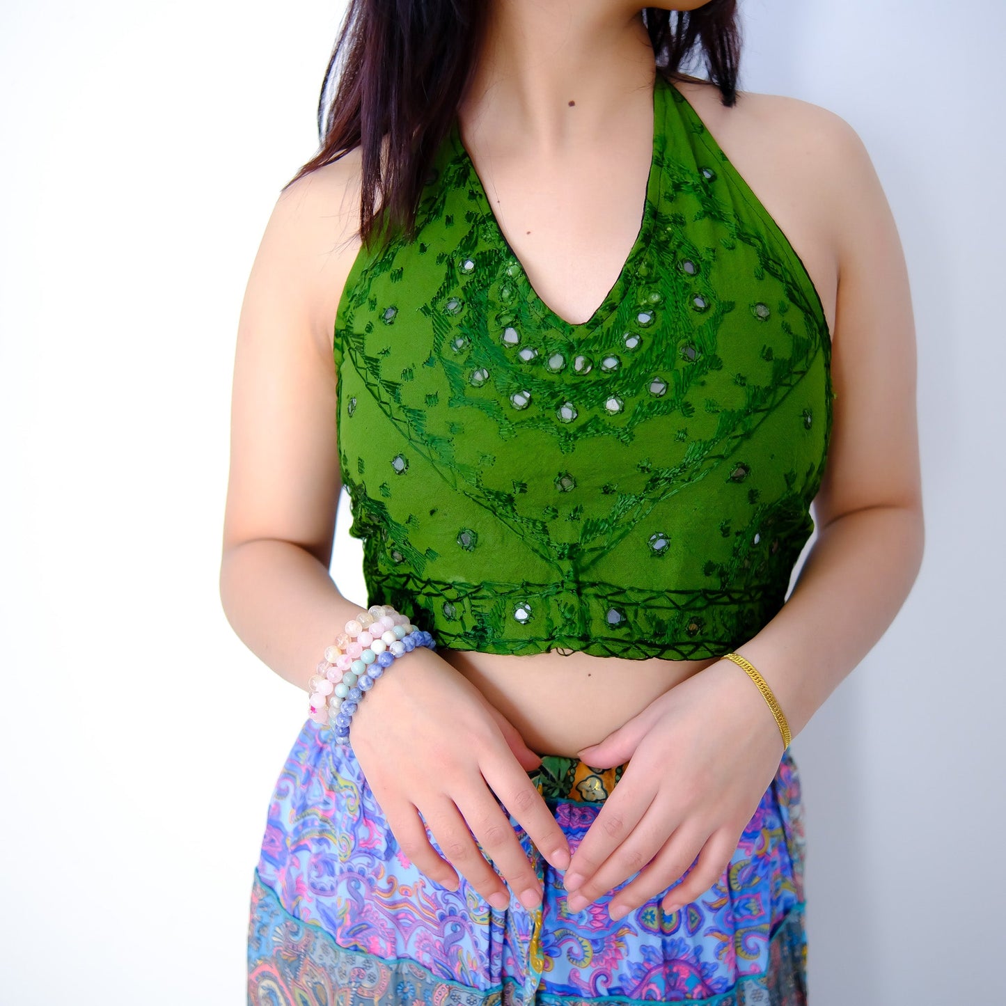 Hand Embroidered Cotton Halter Top