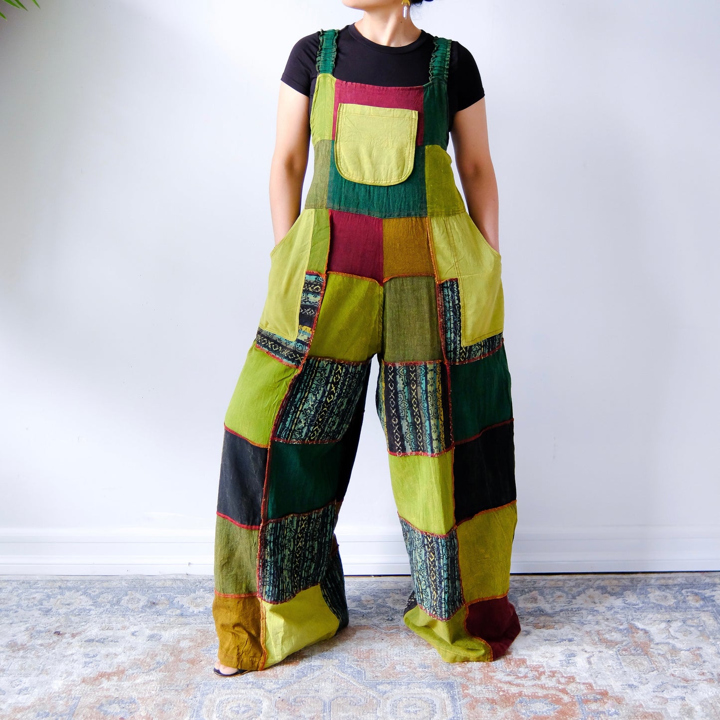 Solid Patchwork Wide Leg Jumpsuit