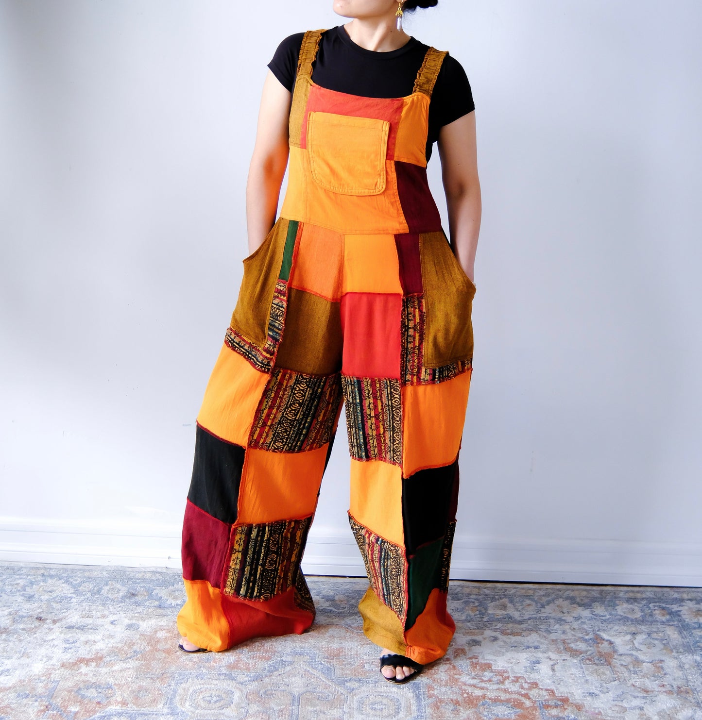 Solid Patchwork Wide Leg Jumpsuit