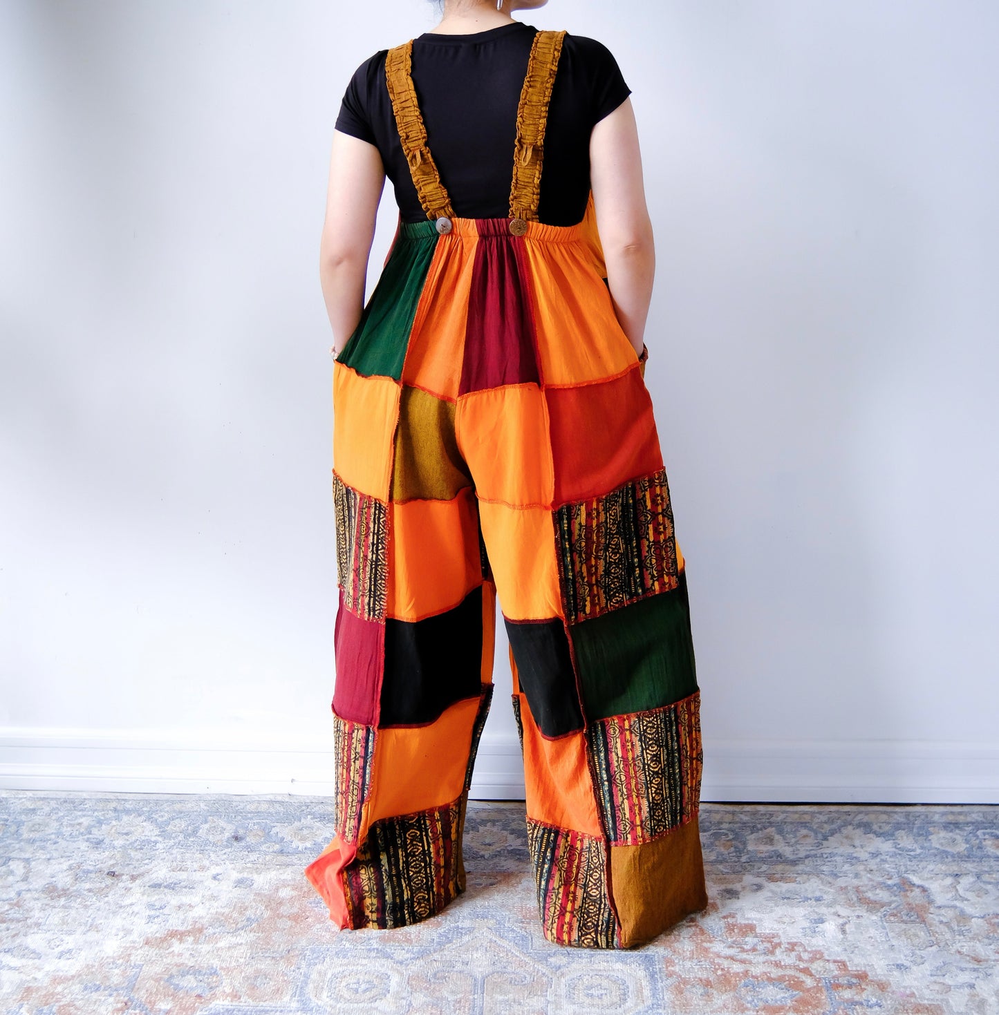 Solid Patchwork Wide Leg Jumpsuit