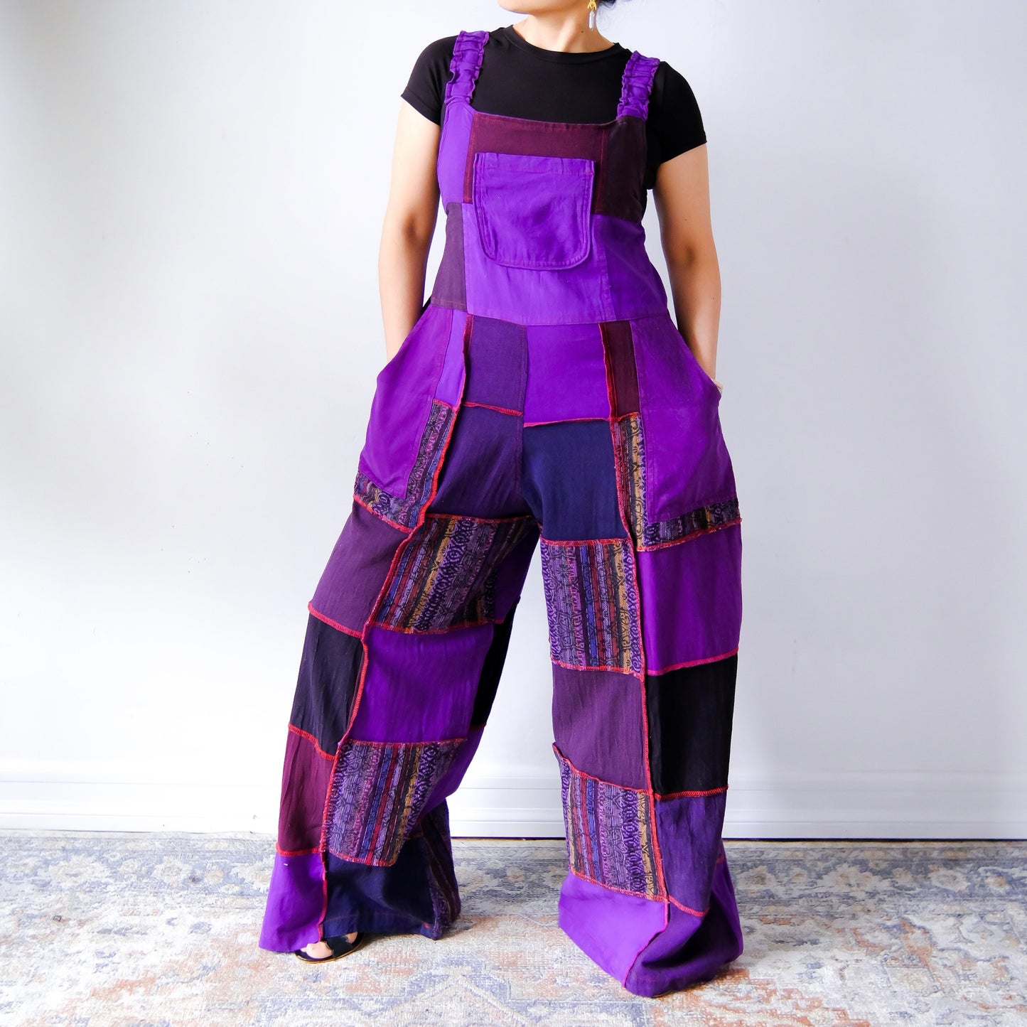 Solid Patchwork Wide Leg Jumpsuit