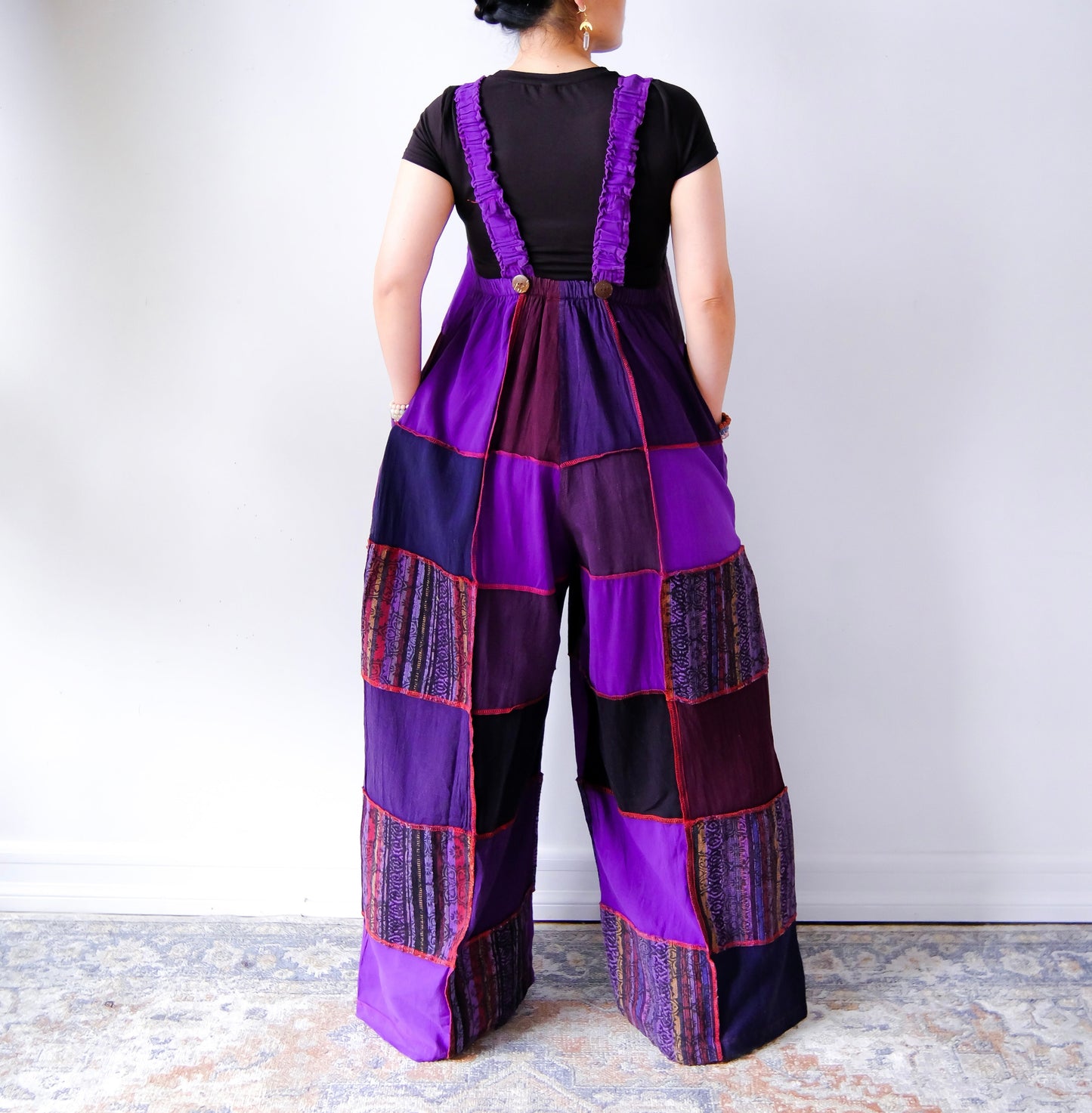 Solid Patchwork Wide Leg Jumpsuit