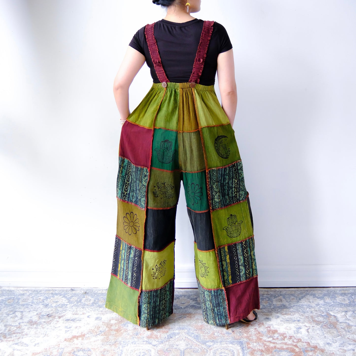 Patchwork Wide Leg Festival Jumpsuits